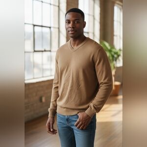 Murano Men’s V-Neck Sweater XL Brown Modern Performance Knit